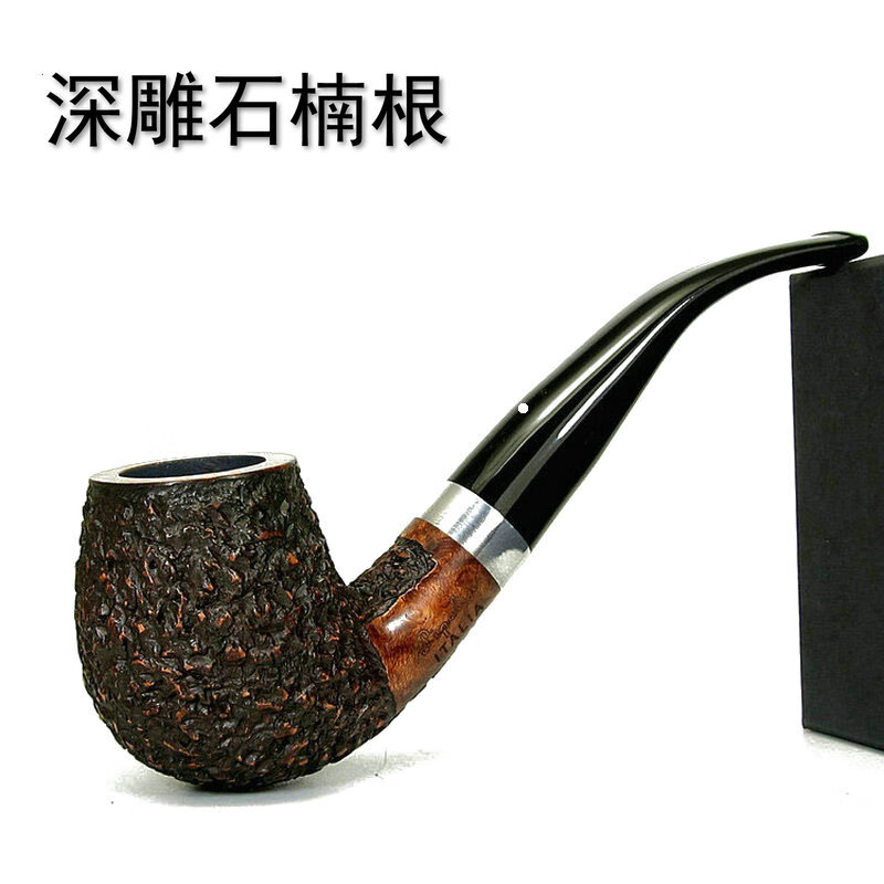 山头林村 意大利原木无漆石楠根烟斗传统弯型过滤老式男士实木 深雕