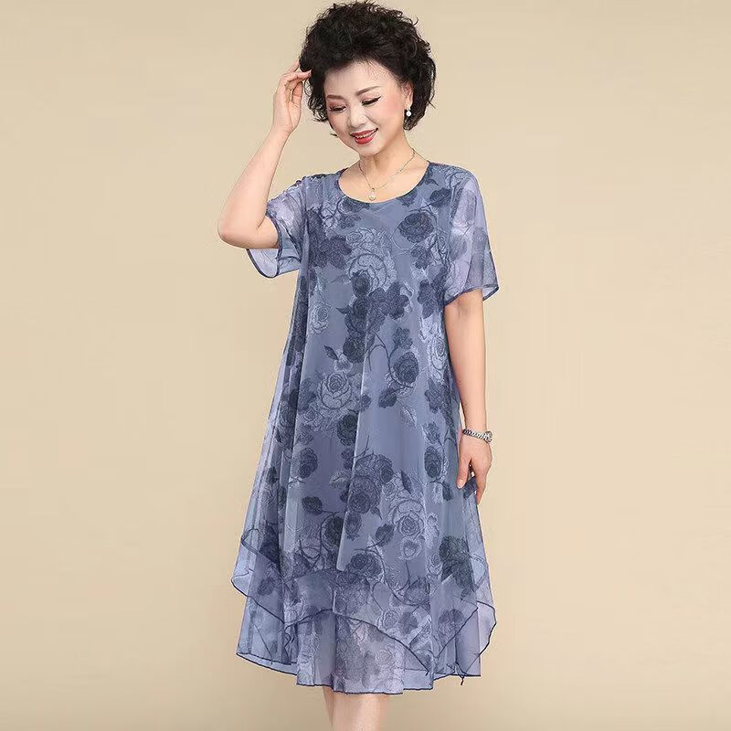慎雅母亲节礼物实用送妈妈衣服中年连衣裙夏季中老年女装新款气质雪纺