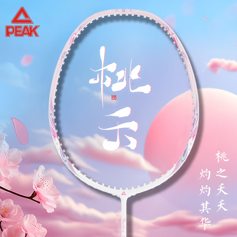 匹克匹克羽毛球拍全碳素超轻耐打防断线男女学生成人专业训练单双拍 桃禾白蓝【全碳素】4U单拍 磅数可定【22-28磅】让客服备注