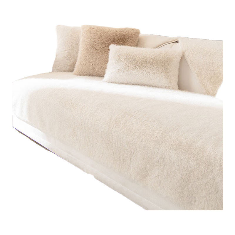梓晨【水貂绒】沙发垫秋冬加厚沙发坐垫毛绒防滑皮沙发套罩冬季盖布巾 水貂绒-奶白色 70*210cm