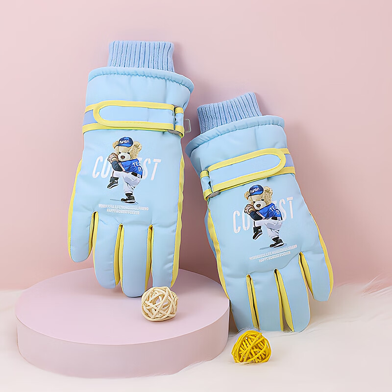 火炬人儿童手套防寒4到7岁冬季加绒手套卡通保暖滑雪手套玩雪手套3317蓝 玉桂蓝 京东折扣/优惠券