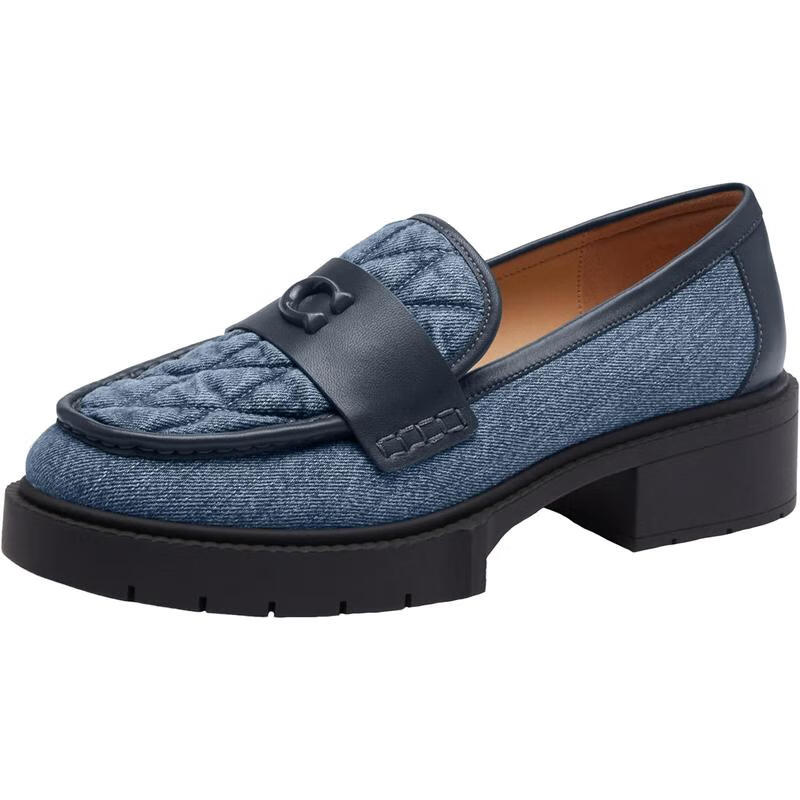 蔻驰(coach)进口女鞋皮质女士乐福鞋时尚休闲鞋 indigo denim 35.