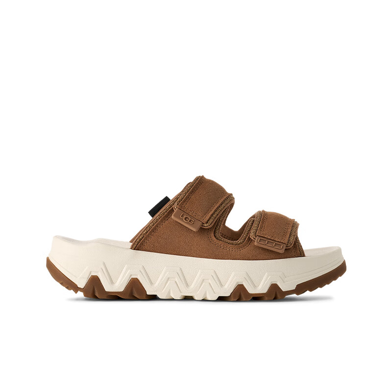 UGG夏季新款男女同款时尚厚底露趾可调节束带休闲凉拖鞋 1167497 CHE | 栗色 38