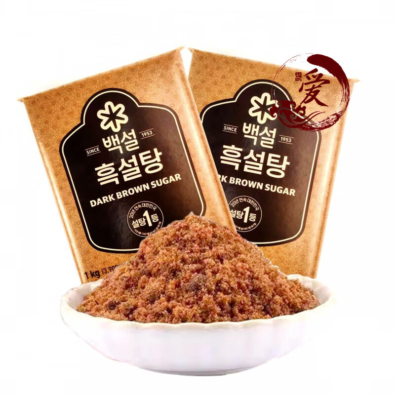 食芳溢红糖韩国进口希杰韩式红糖红砂糖烘焙材料蔗糖月子赤砂糖 2斤装*1袋