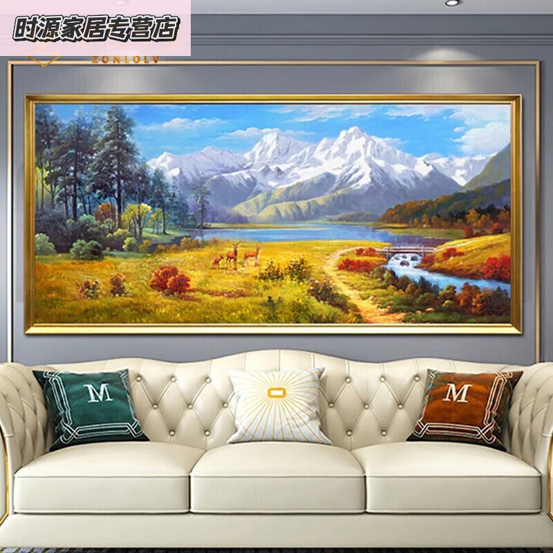 純手繪油畫(huà)裝飾畫(huà)歐式橫版風(fēng)景山水壁畫(huà)定制大芬村客廳沙發(fā)裝飾畫(huà) *卓雅金框* *80*180CM*
