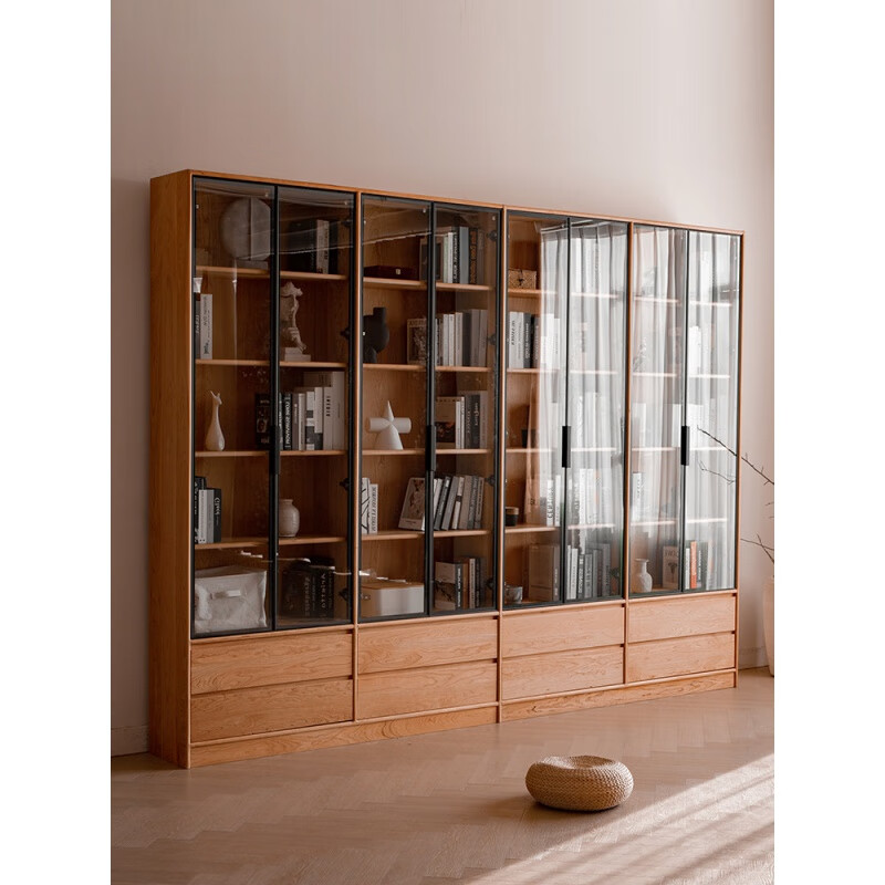 生态宜家【官方直销】黑胡桃木储物柜北欧日式客厅图书馆满墙书柜带