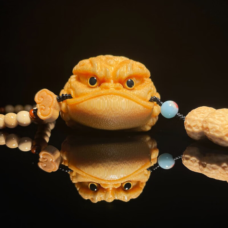 艺竹情网红同款恶霸地包天文玩竹根雕竹雕实心竹雕盘玩三足金蟾手把件 0.8cm竹珠子花生小配饰恶霸金蟾