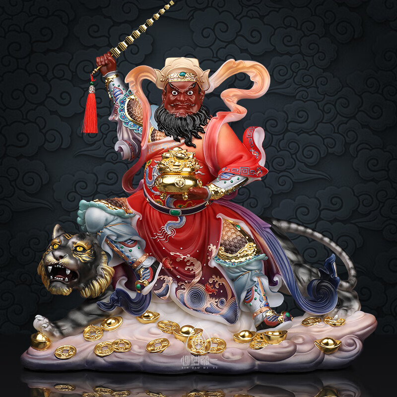 武财神赵公明神像骑虎赵元帅实心汉白玉摆件16寸19寸26寸武财神 富贵