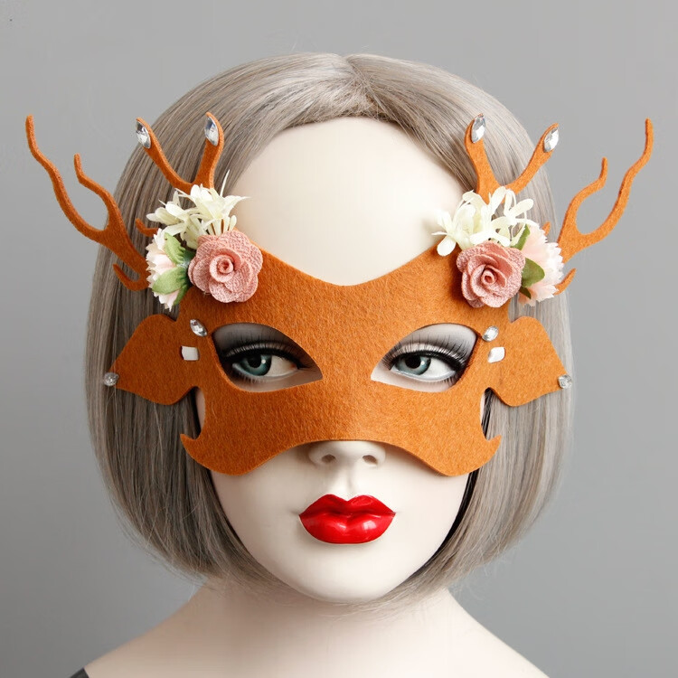 节新款鹿角面具元旦年会化妆舞台表演party半脸搭配饰品儿童 麋鹿面具