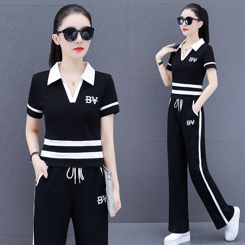 璀典中年妇女运动套装时尚女夏休闲运动服套装女夏季2024年新款时尚新