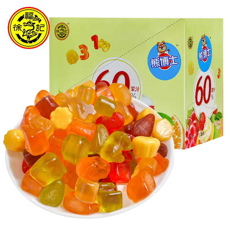 徐福记熊博士橡皮糖水果蛋糕味儿童糖果果汁软糖qq糖新年糖