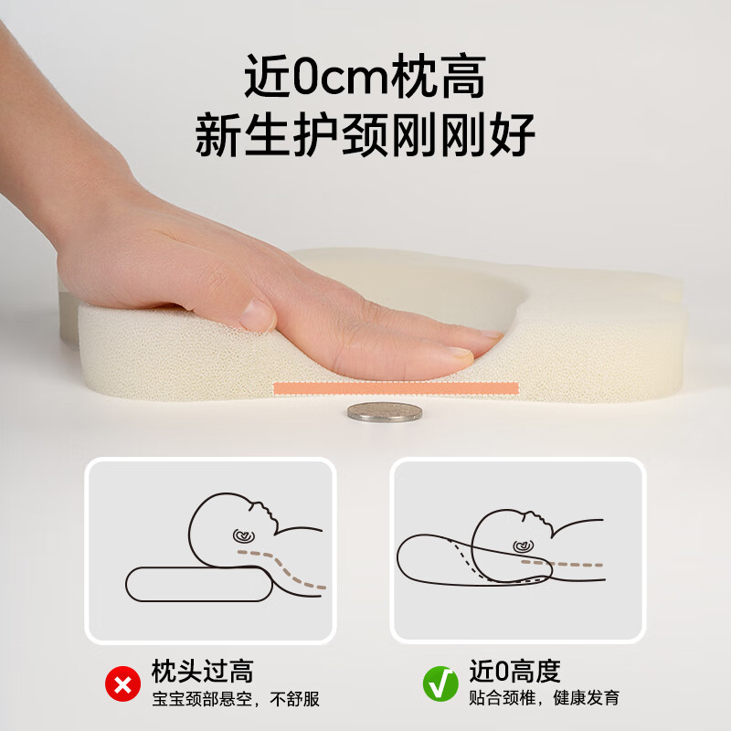 贝壳日记婴儿枕头0-1岁定型枕宝宝枕头护型新生儿头型矫正夏透气定型 欢乐派对 -绿色