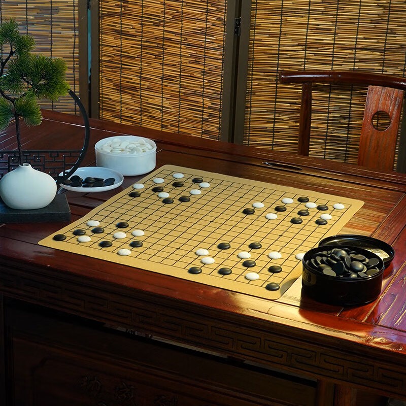 贏(yíng)八圍棋五子棋套裝361仿玉棋子學(xué)生兒童成人入門(mén)加厚皮革兩用 【五子棋】黑白罐+180顆棋子