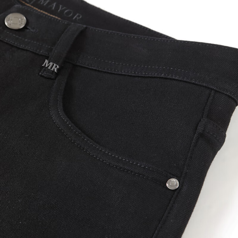 MAYOR男装 秋冬棉羊毛混纺黑色品质裤子弹力适度牛仔裤 黑色 38 （185/94A）