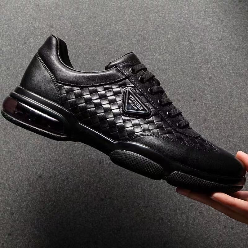 奥古虎bv男鞋编织鞋商务运动编织防滑耐磨鞋广州系带鞋 黑色 38