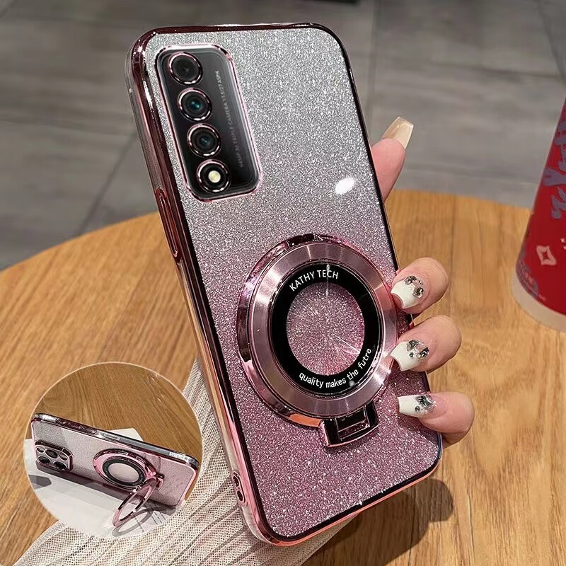 妙之选华为nzoneS7pro+手机壳中国移动zones7por保护5G硅胶套SP300全包s7防摔透明软nzone带支架nzonesp 【闪粉-玫瑰金】透明电镀送全屏钢膜+支架 华为智选 NZONE S7 Pro+