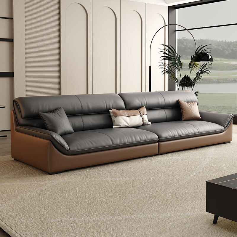 郎海高档办公沙发简约现代真皮商务洽谈会客接待茶几组合办公室用沙发 加厚西皮 单人+三人