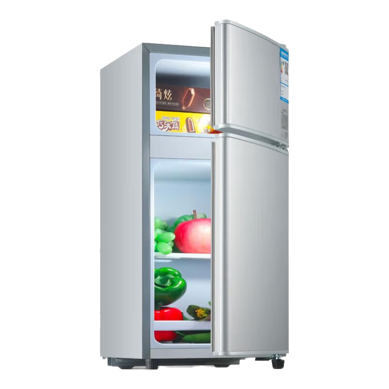 华宝小冰箱小型家用出租房用冷藏冷冻两用一级能效节能省电迷你宿舍寝室办公室二门电冰箱 万人推荐-48L银色-三天约一度电