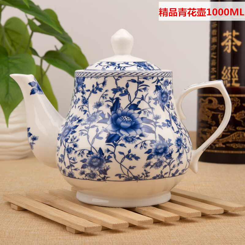 鹏柏福瑞青花瓷凉茶壶 精美陶瓷大茶壶景德镇精品高档陶瓷青花瓷白