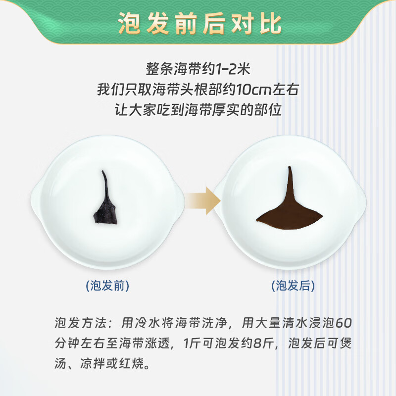 问候大海 GREETING THE SEA日晒干海带头短海带头干货特厚福建霞浦特产挂晒无沙厚片凉拌煲汤 精选短海带头(约10cm)250gx2袋