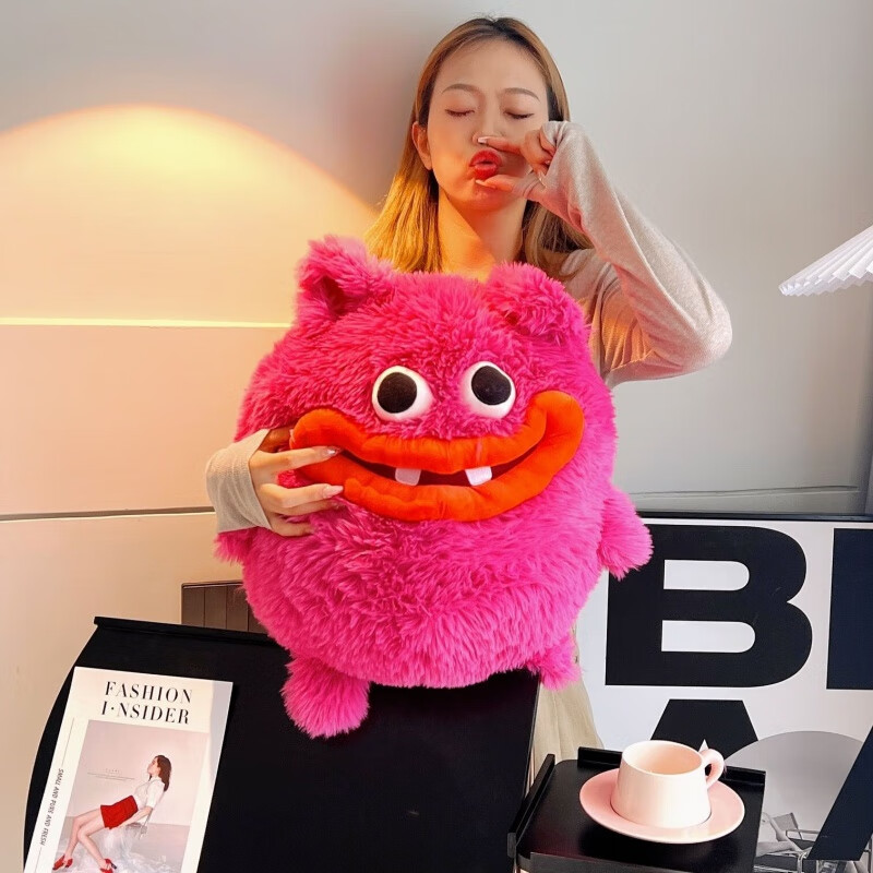 玩偶丑娃娃香肠嘴蔬菜可爱丑萌棉花娃娃毛绒玩具公仔搞怪礼物 红毛怪 