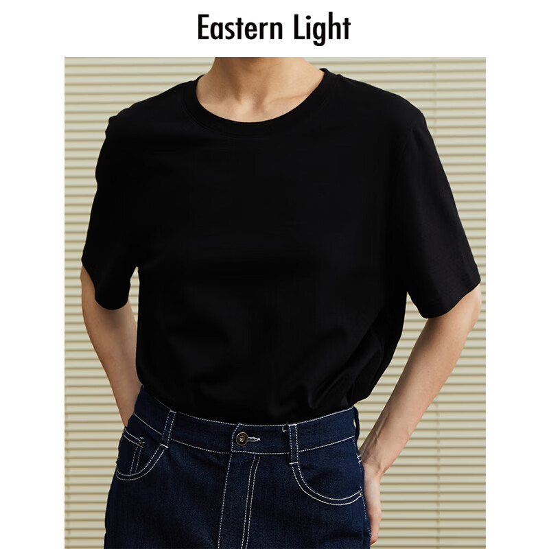 乙来(EASTERN LIGHT)【100%日本进口三醋酸】短袖T恤女内搭打底衫 上衣-优雅黑 M 乙来(EASTERN LIGHT)【100%日本进口三醋酸】短袖T恤女内搭打底衫 上衣-优雅黑 M