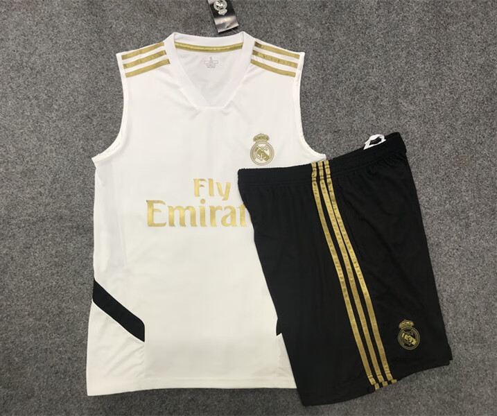 涂典新赛季皇家马德里皇马可印字运动球衣砍袖无袖足球训练服对抗背心