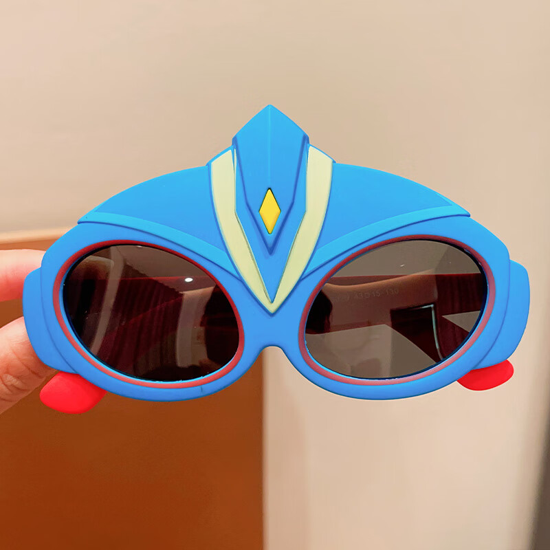 夏季儿童变形金刚太阳镜潮酷男孩卡通防晒眼镜女童遮阳镜 蓝色奥特曼