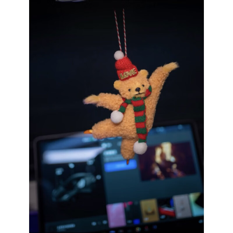 贺洛新款圣诞节波士顿芭蕾熊车挂diy.