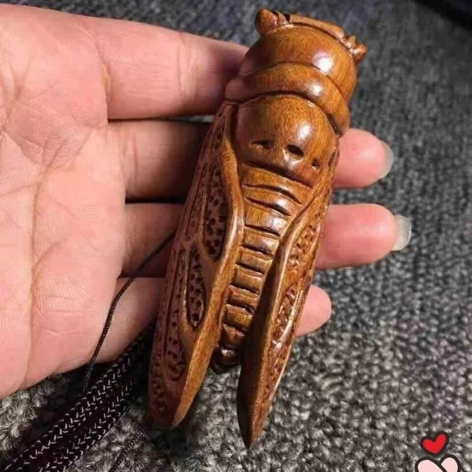 花梨木雕手把件蝉知了手工实木雕刻一鸣惊人手把玩摆件工艺品 腰(蝉)