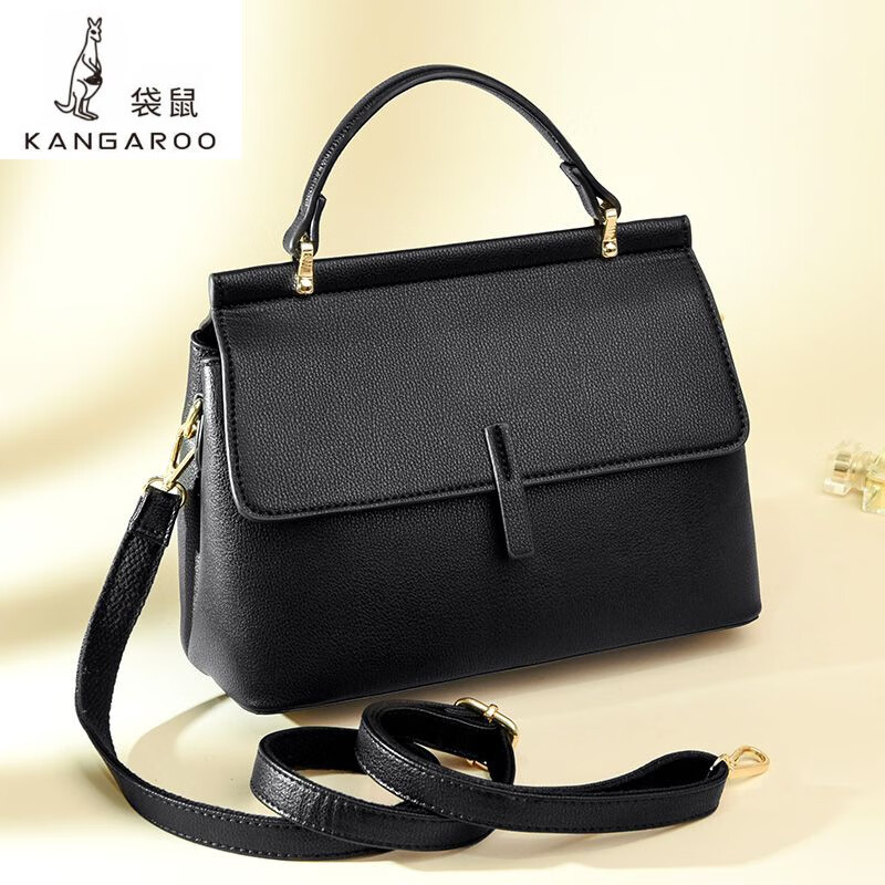 袋鼠(kangaroo)韩版简约轻便新款式女士真皮质感手提包外出日常时尚斜