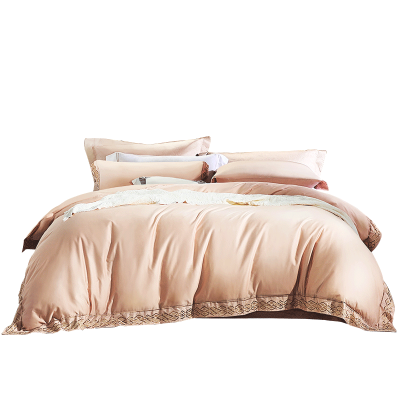 富安娜家纺 80s长绒棉全棉贡缎床上四件套纯棉单双人床品套件203*229cm