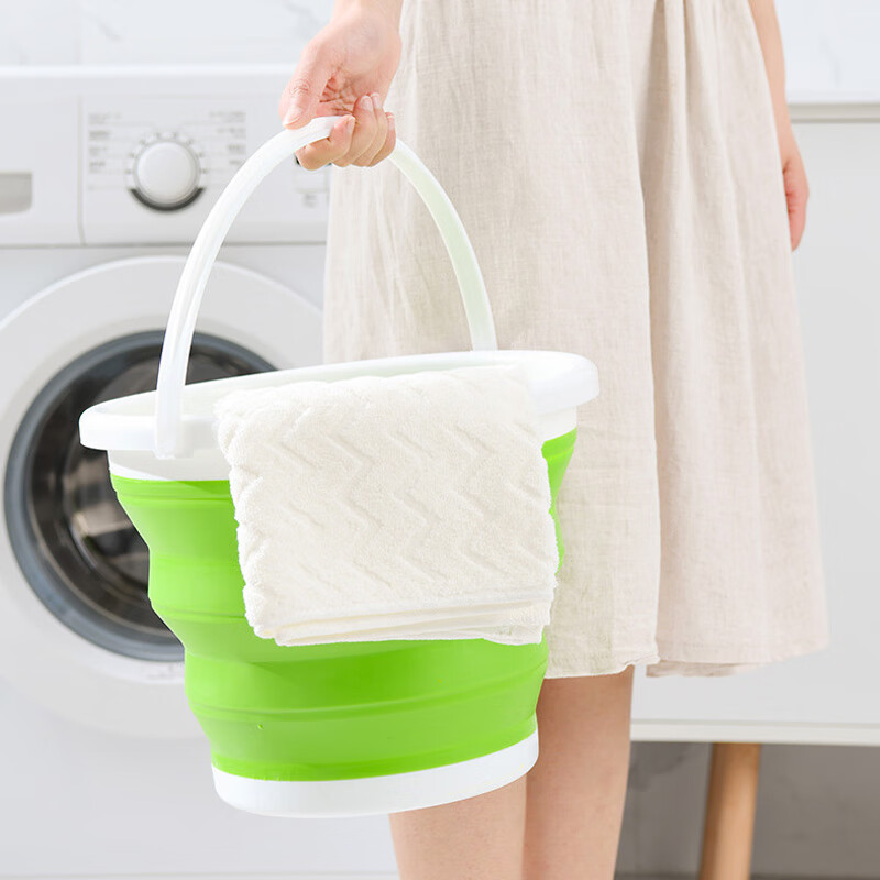 旅行户外便携车载硅胶折叠桶儿童小号大号大容量赶海露营钓鱼水桶 蓝色 10L 1个 中号-直径25CM 容量5L