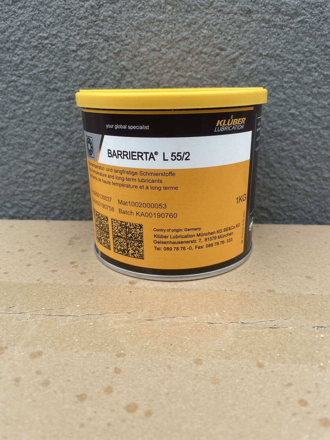 克鲁勃barrierta l55/0/1/2/3白色全氟聚醚高温轴承润滑油脂 l55/0