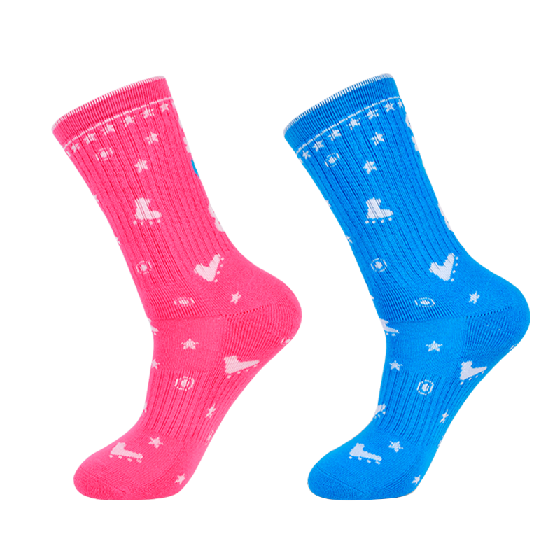 m-cro邁古兒童輪滑加厚高筒專業(yè)運動襪男女溜冰鞋滑旱冰 襪子藍S碼