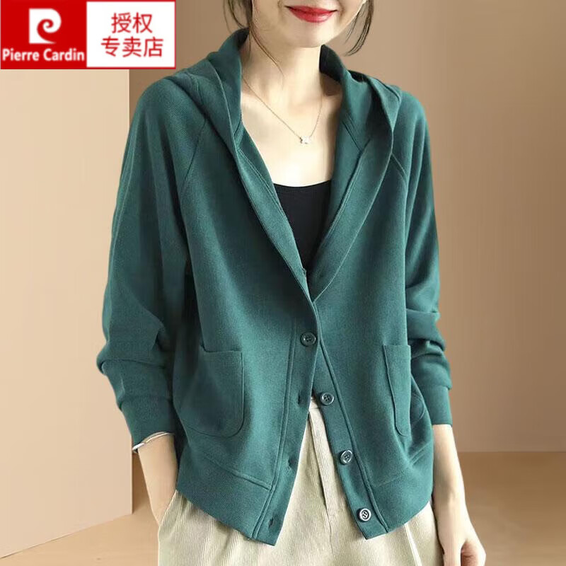 皮尔卡丹(pierre cardin)2025新款春秋款卫衣连帽外套春季上衣休闲开衫薄款女装欧货运动 灰色 2XL (140-160
