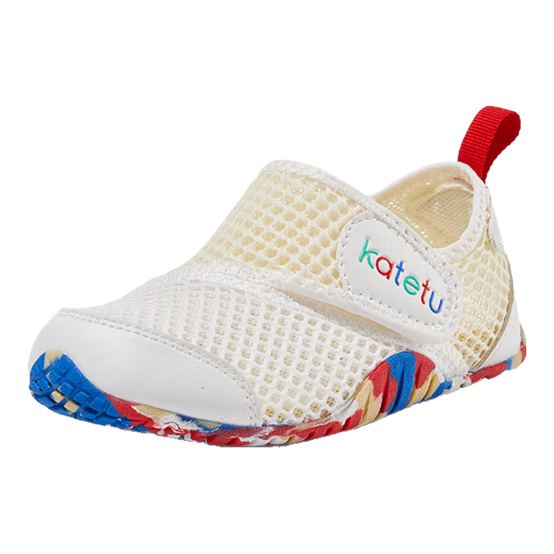 卡特兔童鞋嬰兒學(xué)步鞋秋季兒童涼鞋軟底網(wǎng)面寶寶鞋男女童幼兒園室內(nèi)鞋 白黃 27 內(nèi)長16.5cm  腳長15.6-16.2
