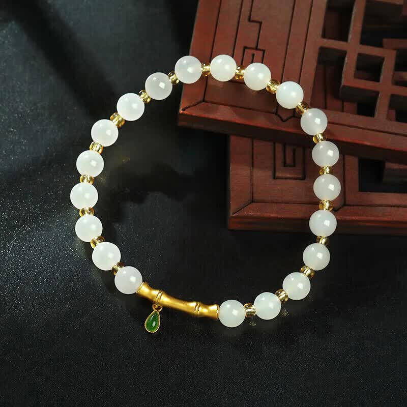 梦金园 黄金手链 竹节足金手链步步高升和田玉手串女生日礼物 定价