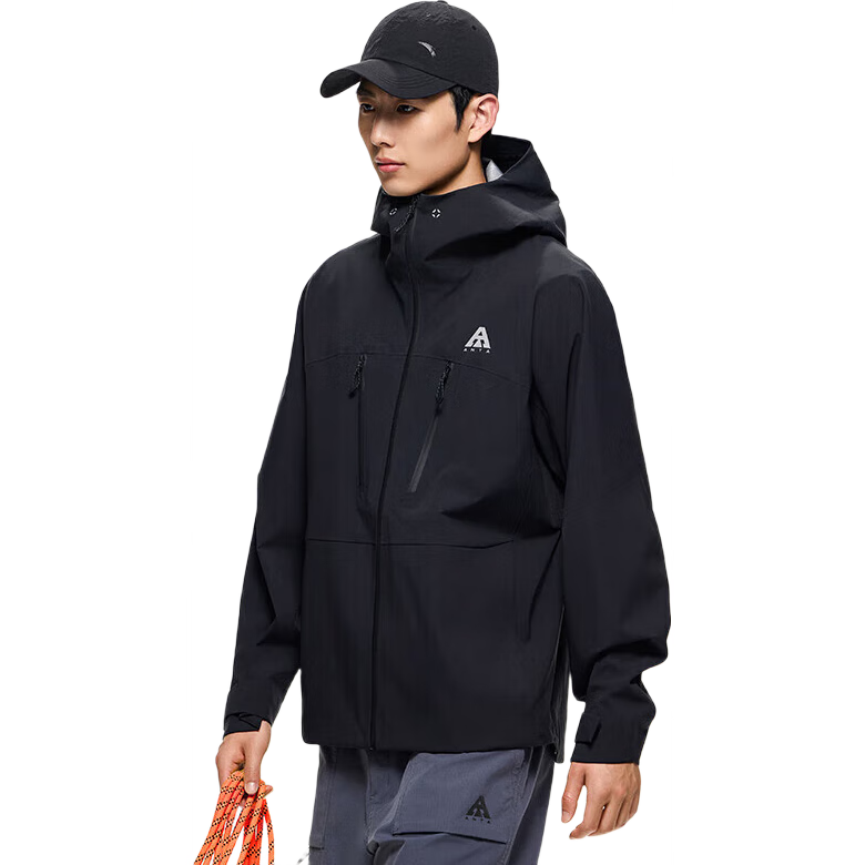 【9成新】安踏水壳冲锋衣男大地之壳梭织硬壳防水连帽户外防风徒步登山情侣外套  