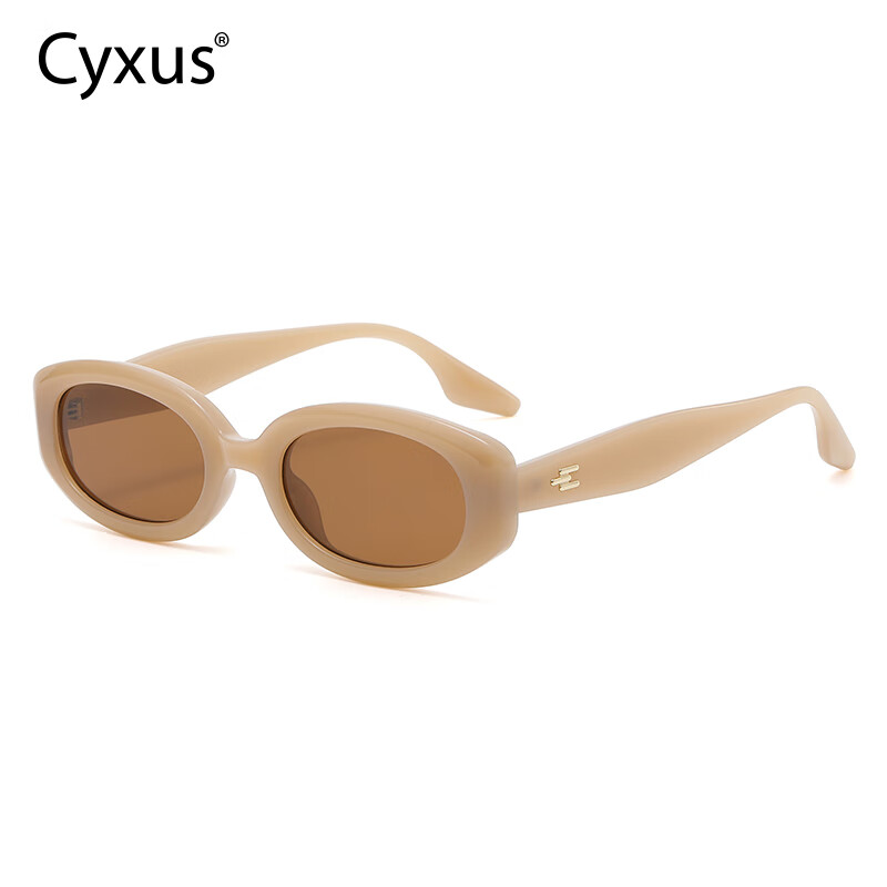 Cyxus欧美潮流太阳镜女时尚网红风墨镜个性小框太阳眼镜 茶框茶镜片+1.60折射率0-400度