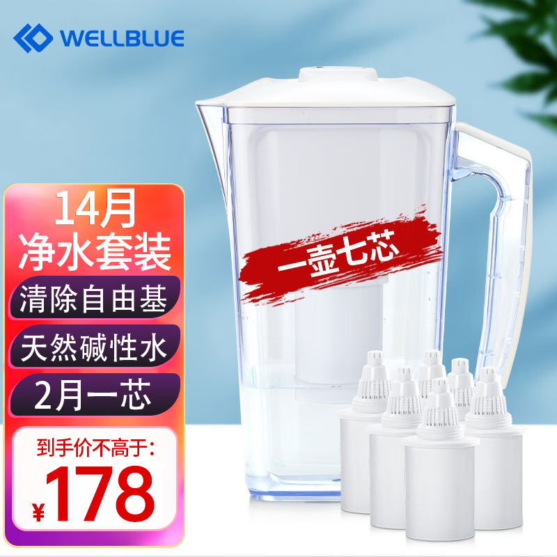 蓝盾 净水器家用富氢碱性滤水壶自来水过滤器饮水机直饮软水龙头滤芯