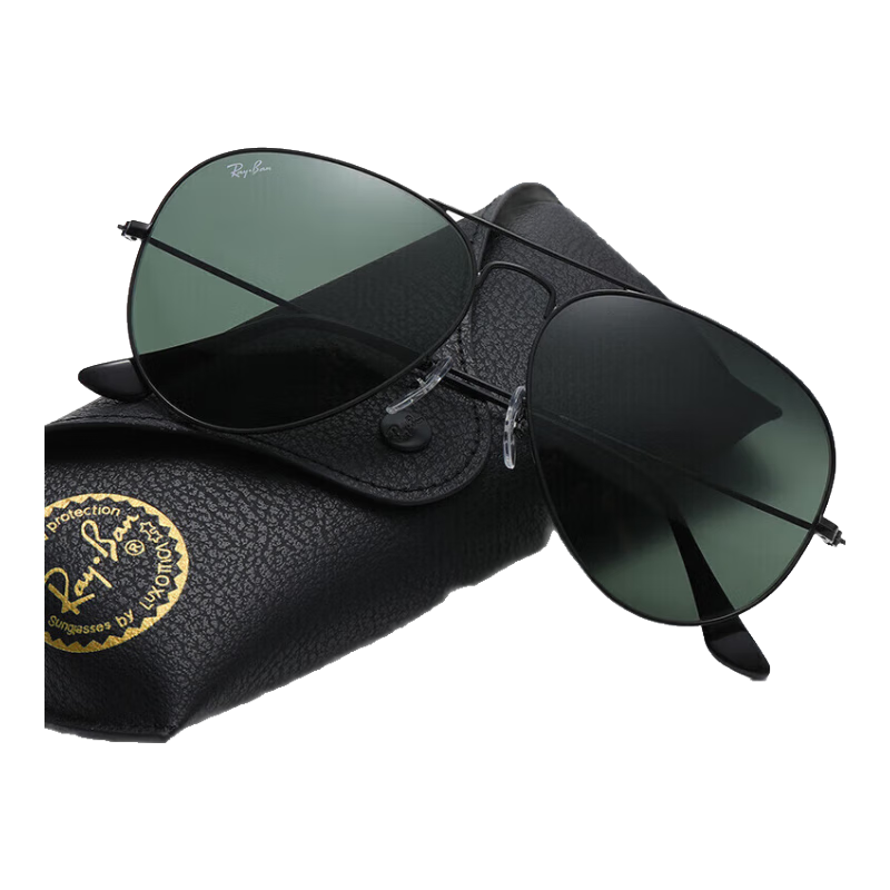雷朋（RayBan）/眼鏡太陽(yáng)鏡男士偏光飛行員蛤蟆鏡RB3025圓形墨鏡女 黑框墨綠片 62碼男款