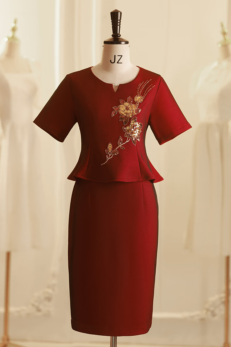 皮尔卡丹喜婆婆婚宴装连衣裙婚礼丈母娘结婚妈妈礼服夏季年轻款高端