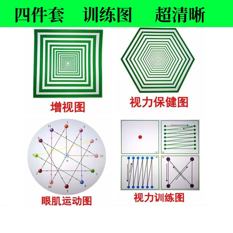 澳颜莱增视图远视图眼肌运动训练墙贴散光恢复图儿童视力矫正表 四