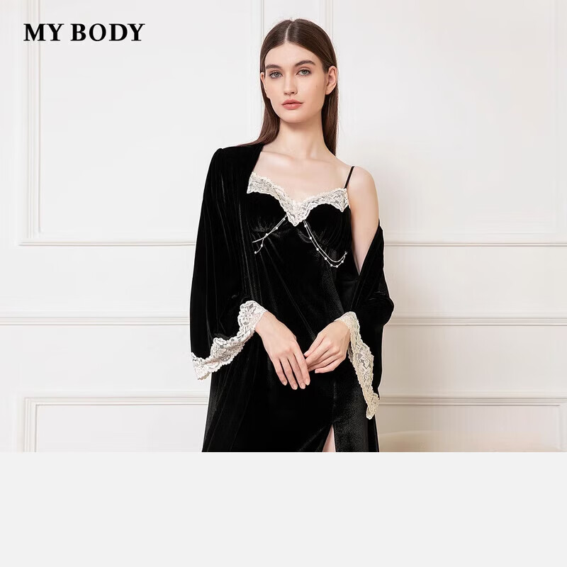 mybody睡衣女2025新款春感絲絨吊帶睡裙本命年結(jié)婚七夕七夕