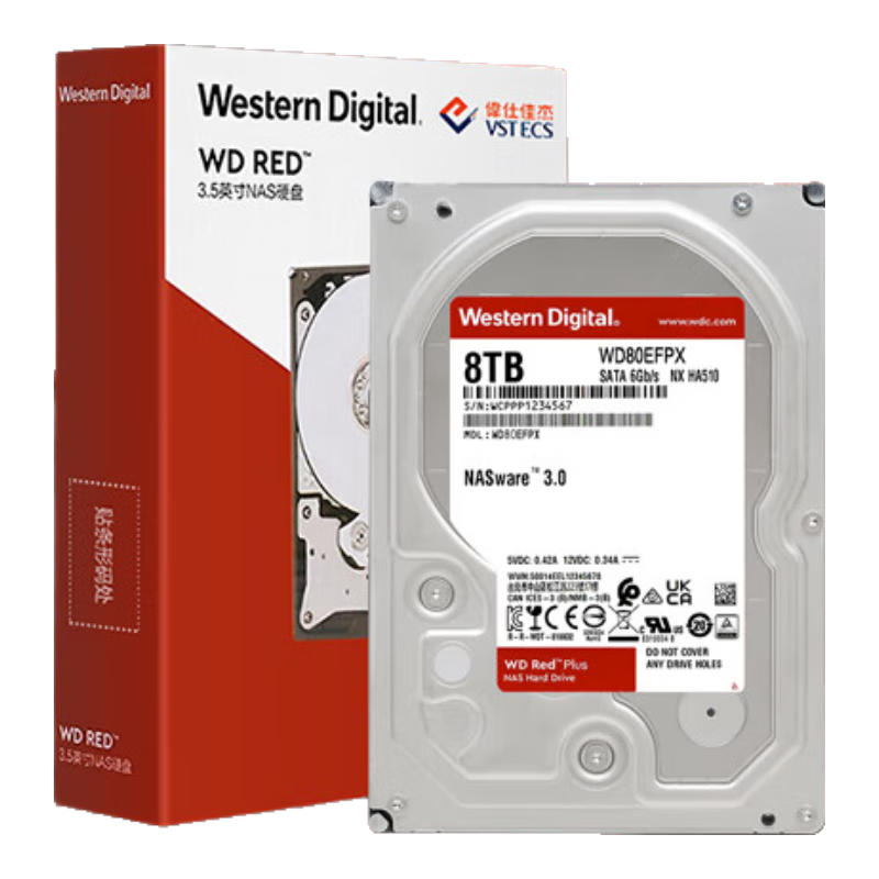 �������ݣ�WD��NAS��еӲ�� WD Red Plus �������� 8TB 5640ת256MB SATA CMR��ֱ NASר��Ӳ�� 3.5Ӣ�� WD80EFPX 2199Ԫ