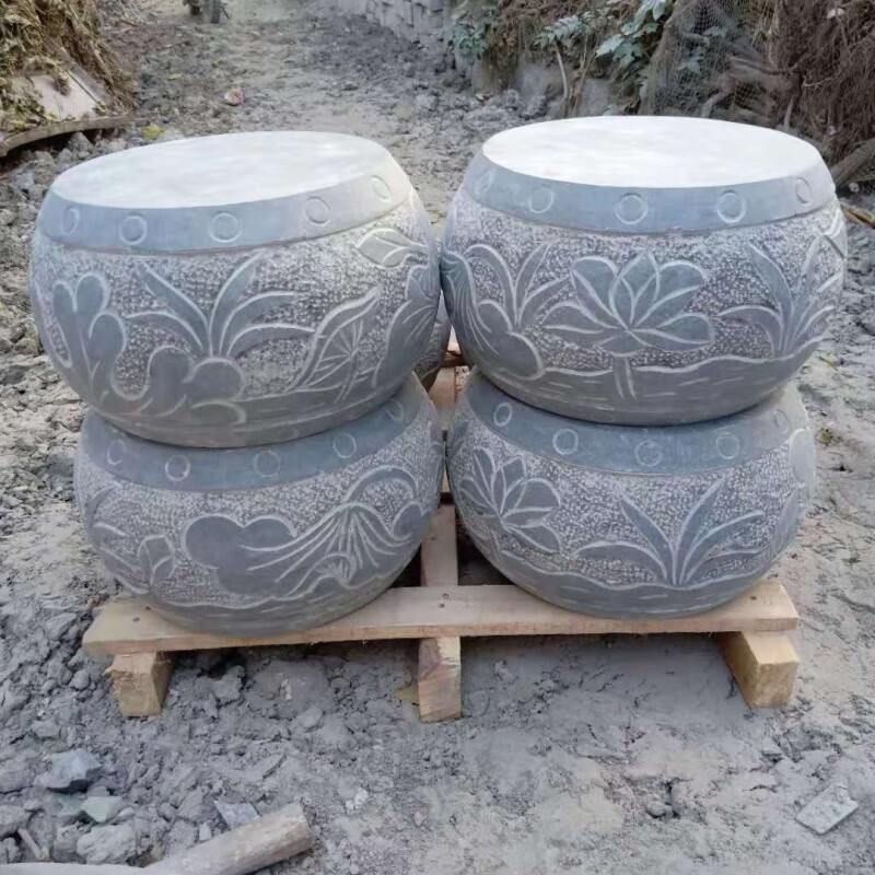 万棠石柱墩木柱底座青石柱顶石仿古做旧柱墩石空心柱础柱脚基石象棋