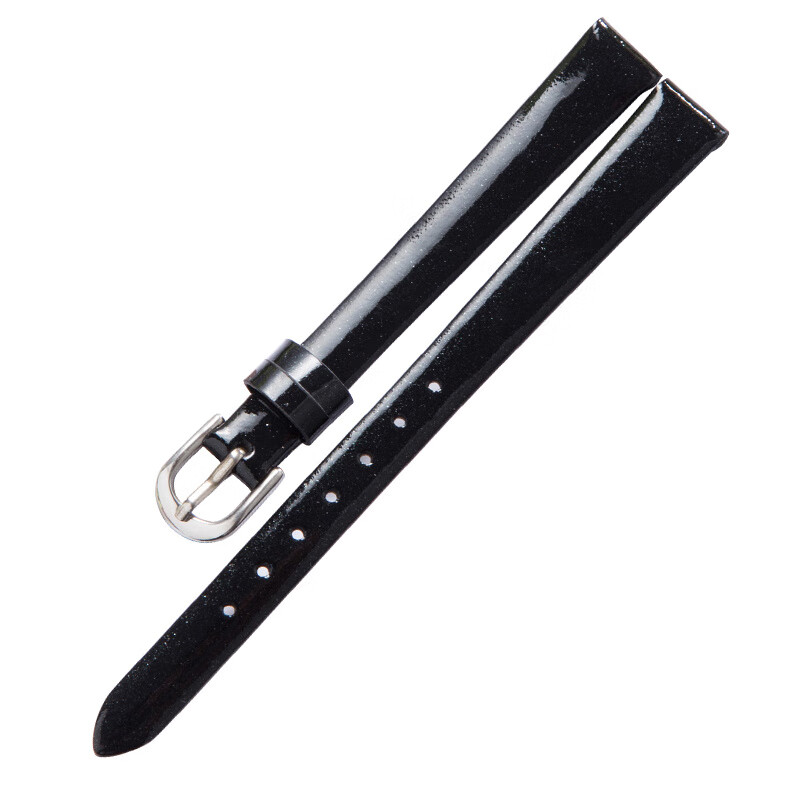時(shí)仕（SEURE）女款表帶 牛皮細表帶女 彩色表帶紅色白色 防水表帶8mm10mm12mm 黑色【銀扣】 8mm