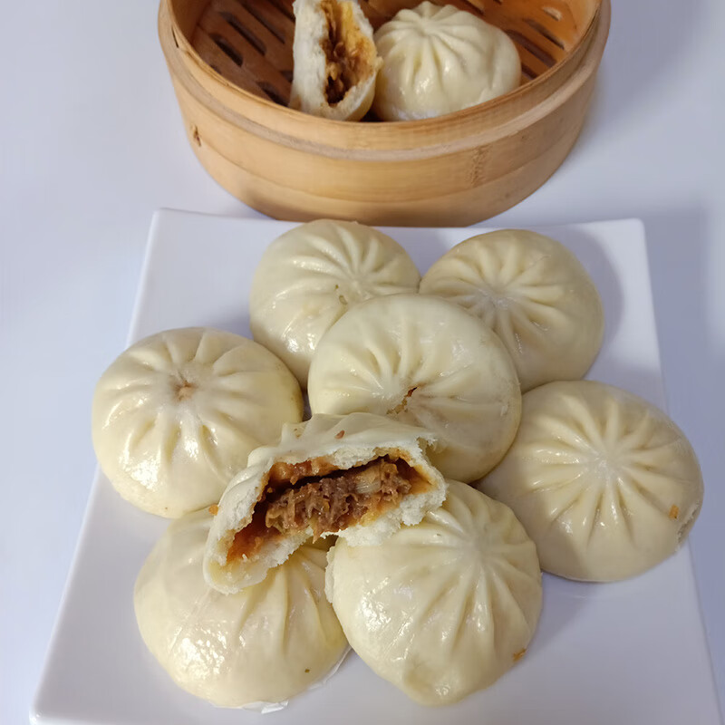 儿童早餐加热即食速食半成品面点早点 牛肉白萝卜包子2袋(共16个装)