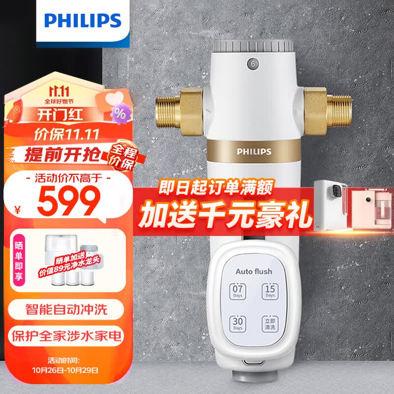 飞利浦（PHILIPS）前置过滤器 40微米4T/H大流量全自动反冲洗 全屋家用净水器中央净水机 管道过滤器 AWP1836怎么样,好用不?